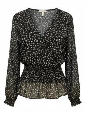 Flora Print V-Neck Smocked Waist and Sleeve Blouse
